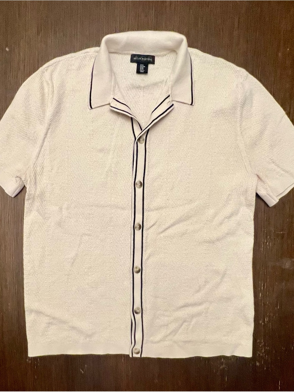 Art of Rhetoric Medium Cream Knit Polo Contrast Trim